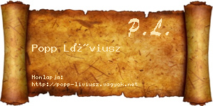 Popp Líviusz névjegykártya